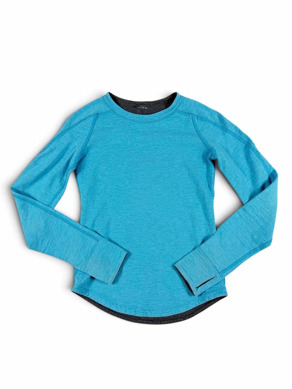 Ivivva Dual Dimension Reversible Long Sleeve Shirt Blue Gray Girls Size 10 est